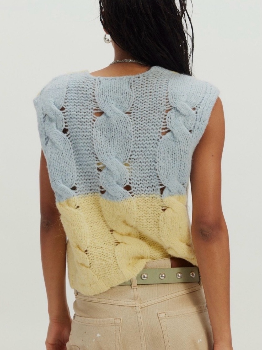 NWT Free People SoftSpun Alpaca/Wool Blend Loose Chunky Knit Boxy Crop Vest - Picture 2 of 11
